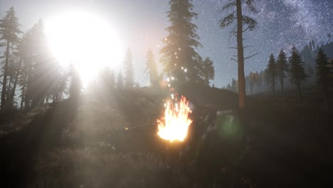 campfire at mountain
