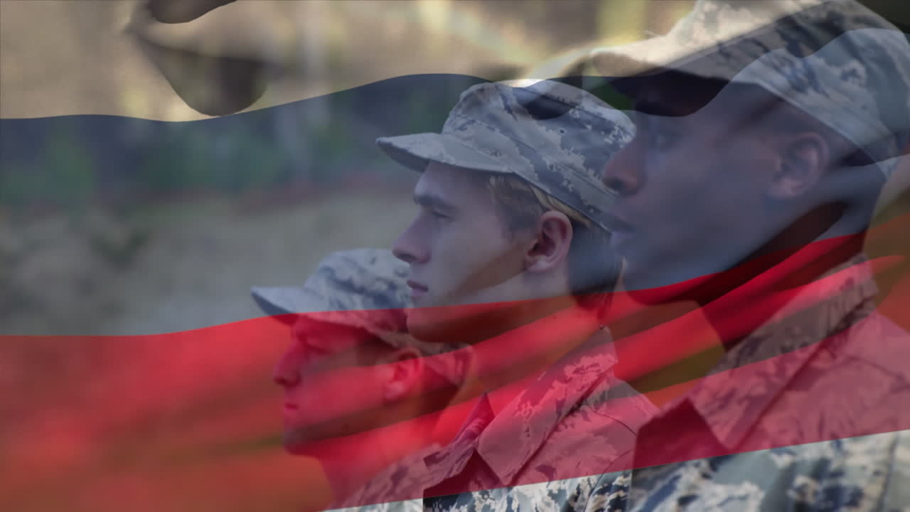 다양한 남성 군인 위에 러시아  ⁇ 발의 애니메이션