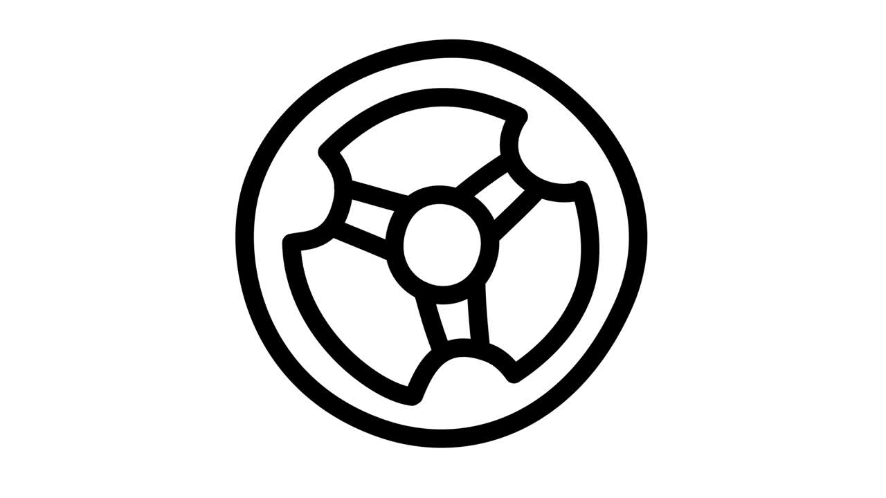 자동차 스티어링  아이콘 애니메이션, 모션 그래픽, 4k 비디오, 모션 일러스트레이션, 표지판, 아웃라인, 도들 스타일, 알파 채널