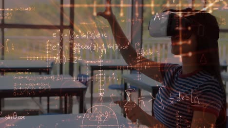 estudiante usando auriculares de realidad virtual 4k