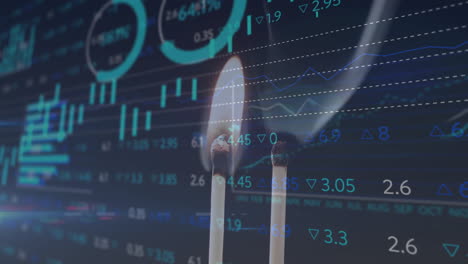 animación del procesamiento de datos financieros sobre el partido encendido