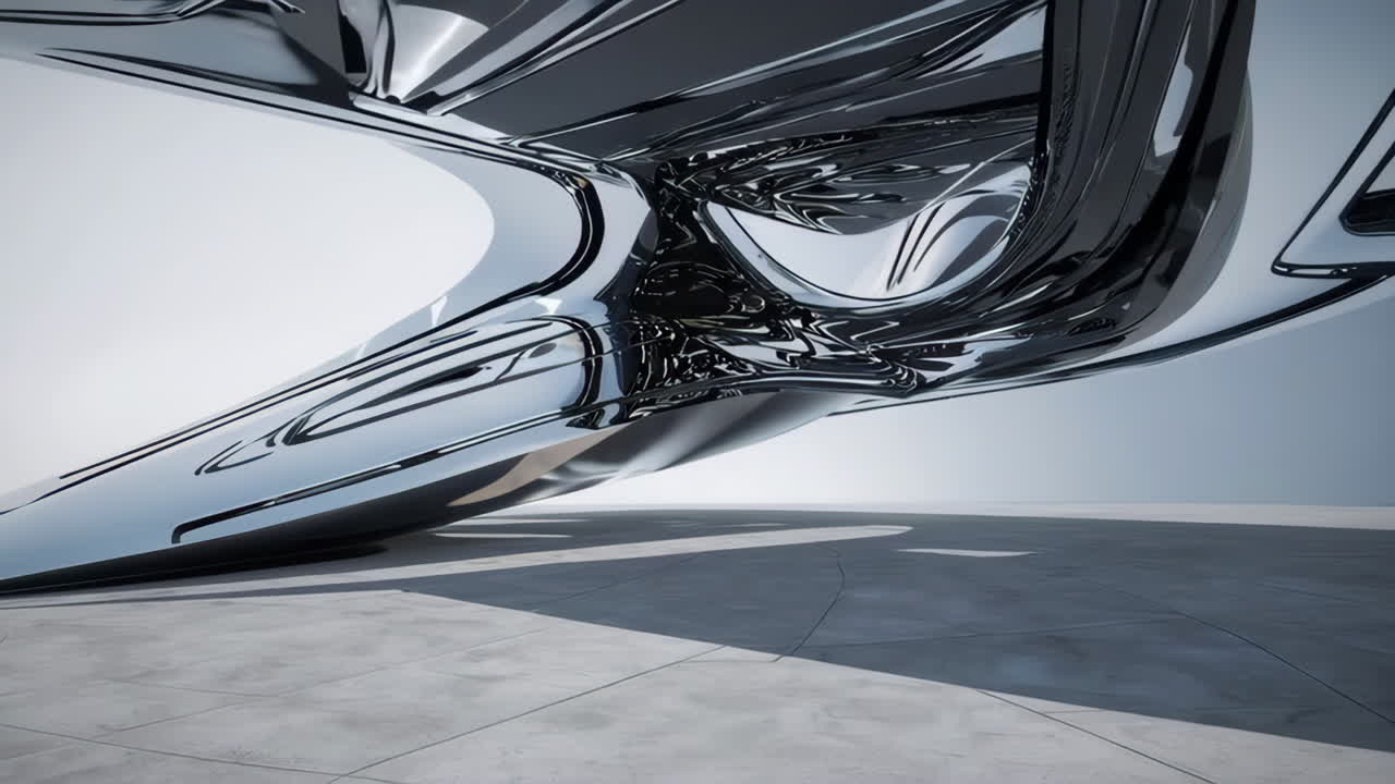 Abstract Metallic Sculpture in a Minimalist Setting