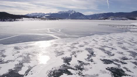 frozen lake aerial drone footage