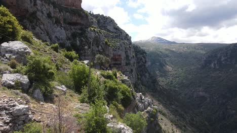 Drone-Shot-of-Qadisha-Valley,-Lebanon