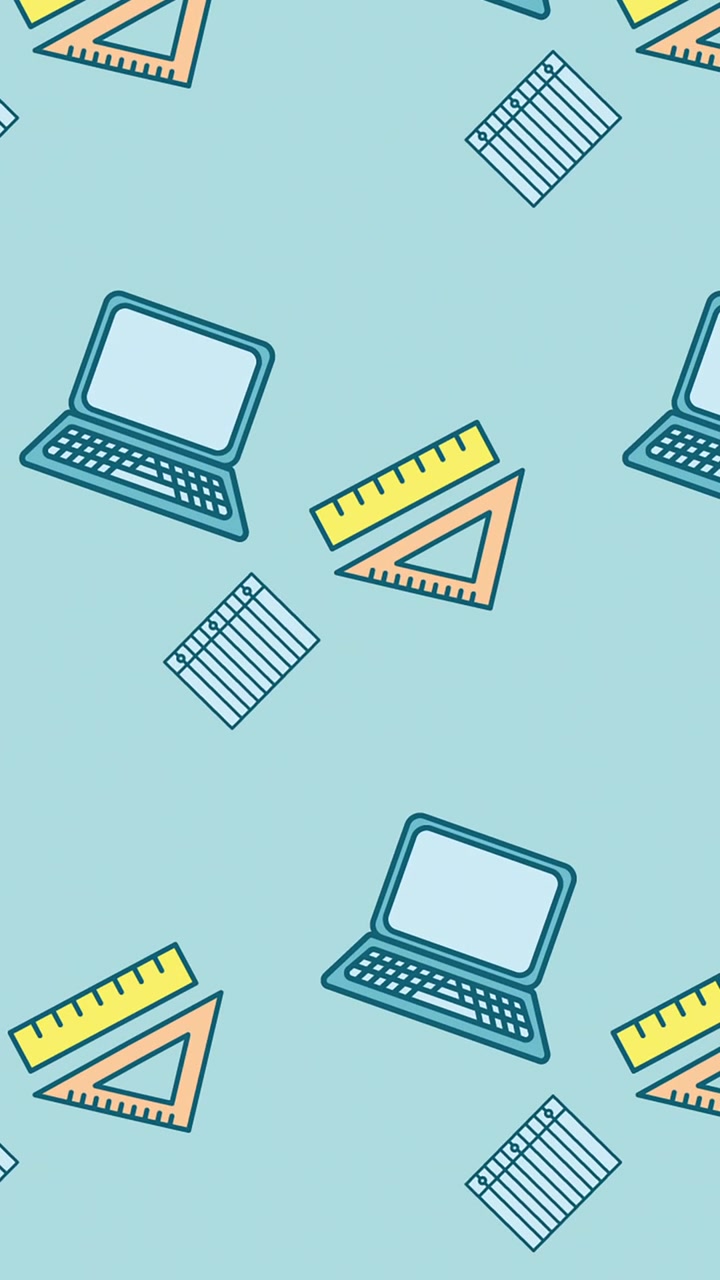 Animation of school items icons moving on white background