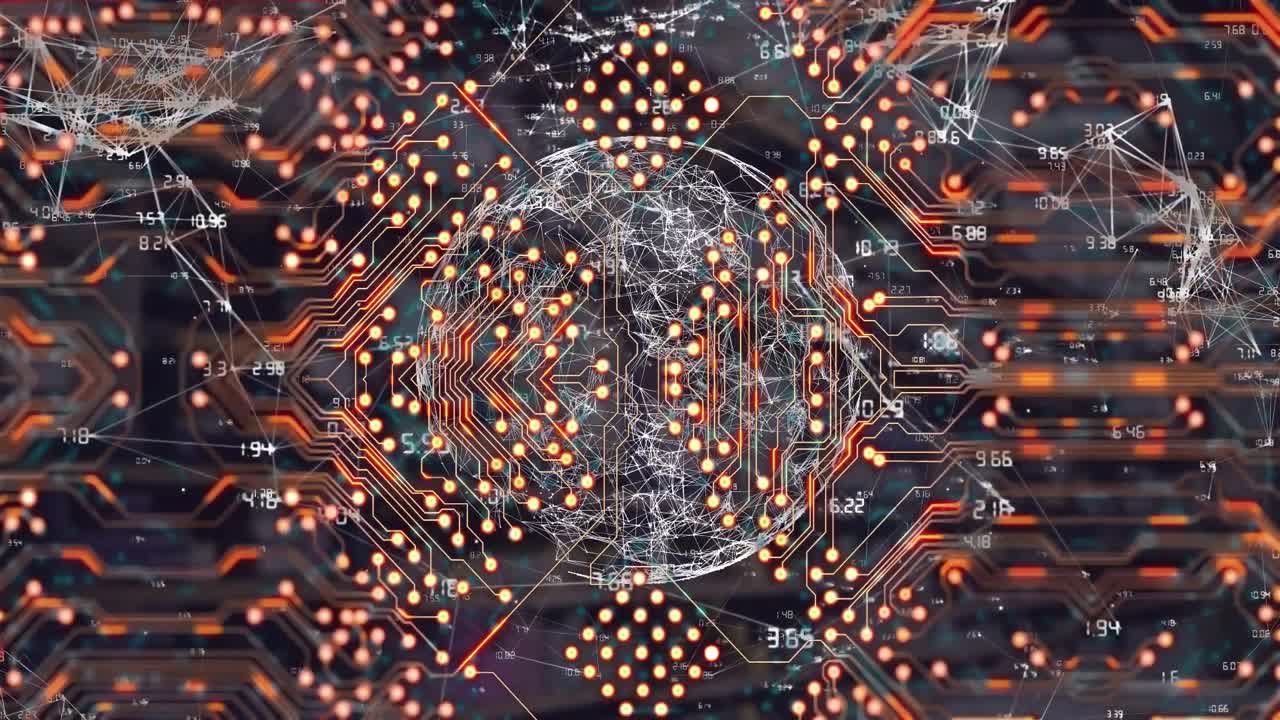 Animation af globus og processorsokkel over mørk baggrund.