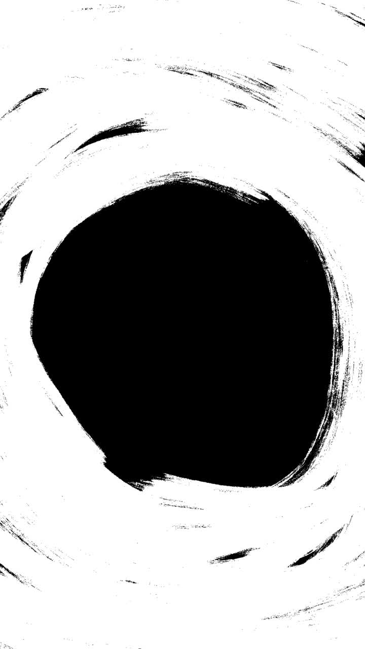 Animazione astratta dinamica di pennellate vorticose in bianco e nero.