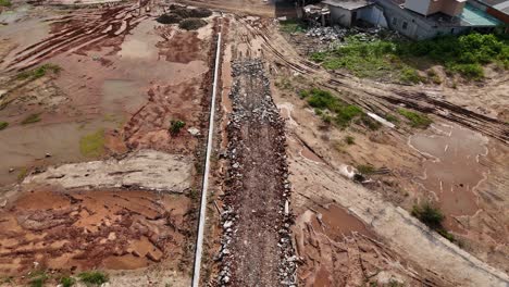 construction site with damaged road