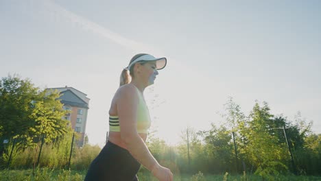 woman jogging outdoors in the park