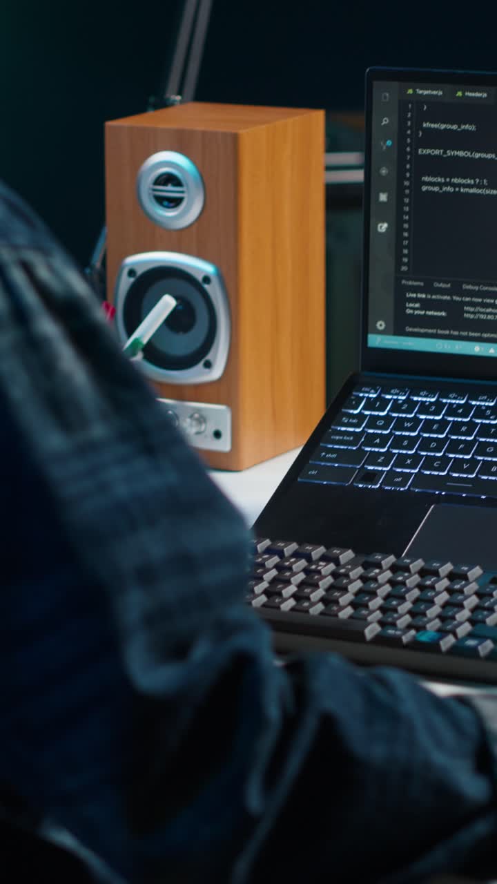 Vertical video Computer scientist at home updating artificial intelligence neural networks