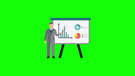 businessman-Presentation-Chart-board-icon,-Professional-Business-growth-chart-.-loop-animation-with-alpha-channel,-green-screen.