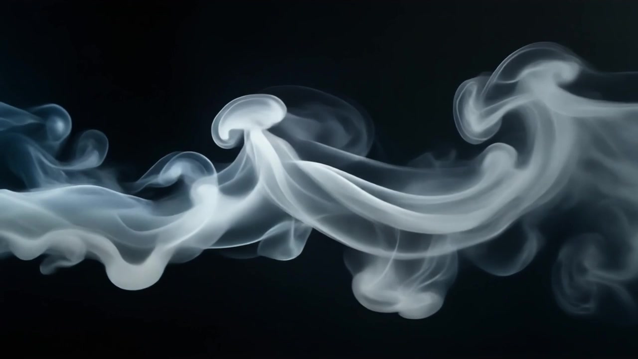 Abstract Fumo bianco che gira su uno sfondo nero