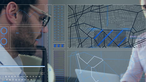animación del procesamiento de datos sobre diversas personas de negocios en la oficina