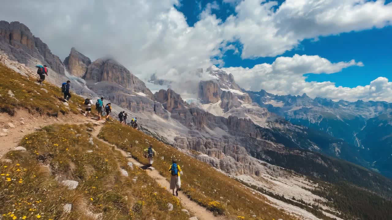 excursionistas en un sendero de montaña