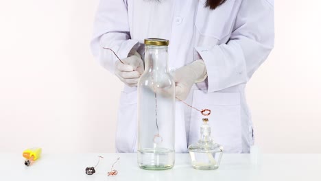demonstrating chemical reactions with glowing effects