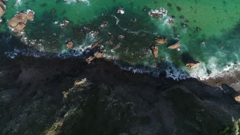 sea cliff coastline ocean waves top view