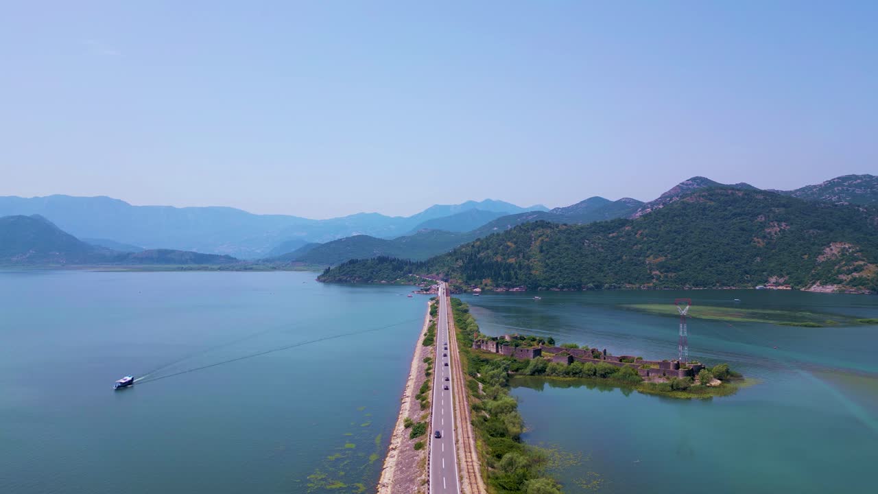 스카다르 호수, 몬테네그로, 알바니아, 아드리아 해, 공중 파노