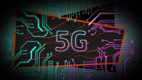 Animation-Eines-Leiterplattenmusters-Um-5g-Text-über-Einem-Rechteck-Im-Vergleich-Zur-Computersprache