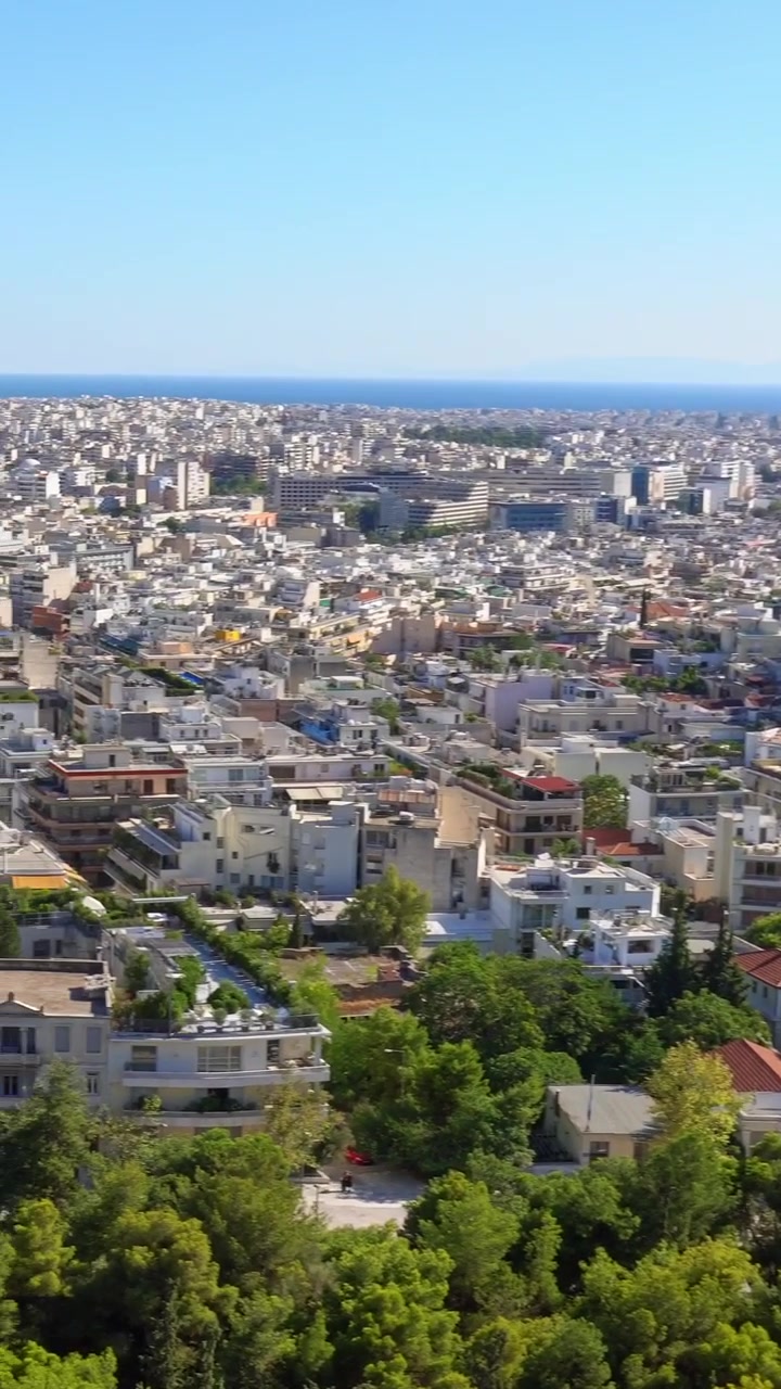 Naturskjønt luftpanorama over Athen fra Akropolis