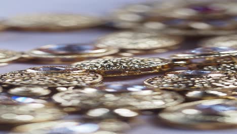 close-up of gold and crystal necklace