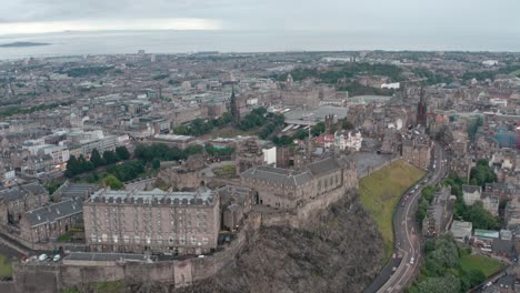 establishing drone shot back from edinburgh castle cliff johnston terrace