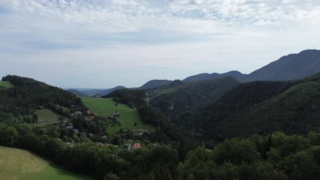 black forest of lower austria close to semmering filmed with drone from above in 4k during the summer day