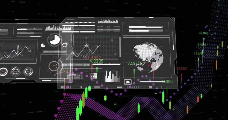 Single panel appearing, HUD cluster sliding, ribbons tracing, readouts updating, showing data flow