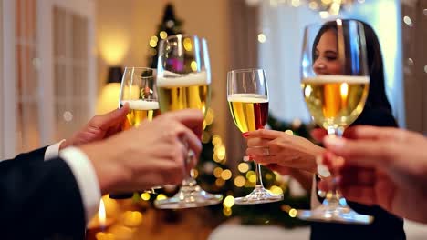 friends toasting with champagne glasses at a new year's eve celebration