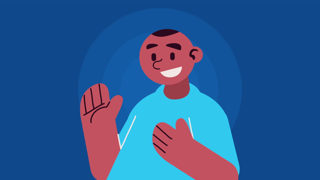 hombre afro saludando animación de personajes