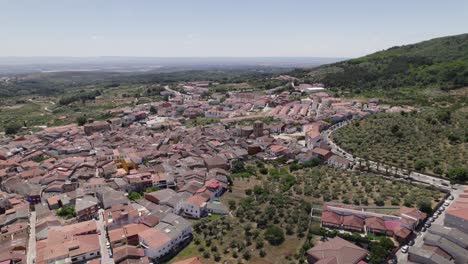 Flyover-of-typical-spanish-town-in-western-border-region