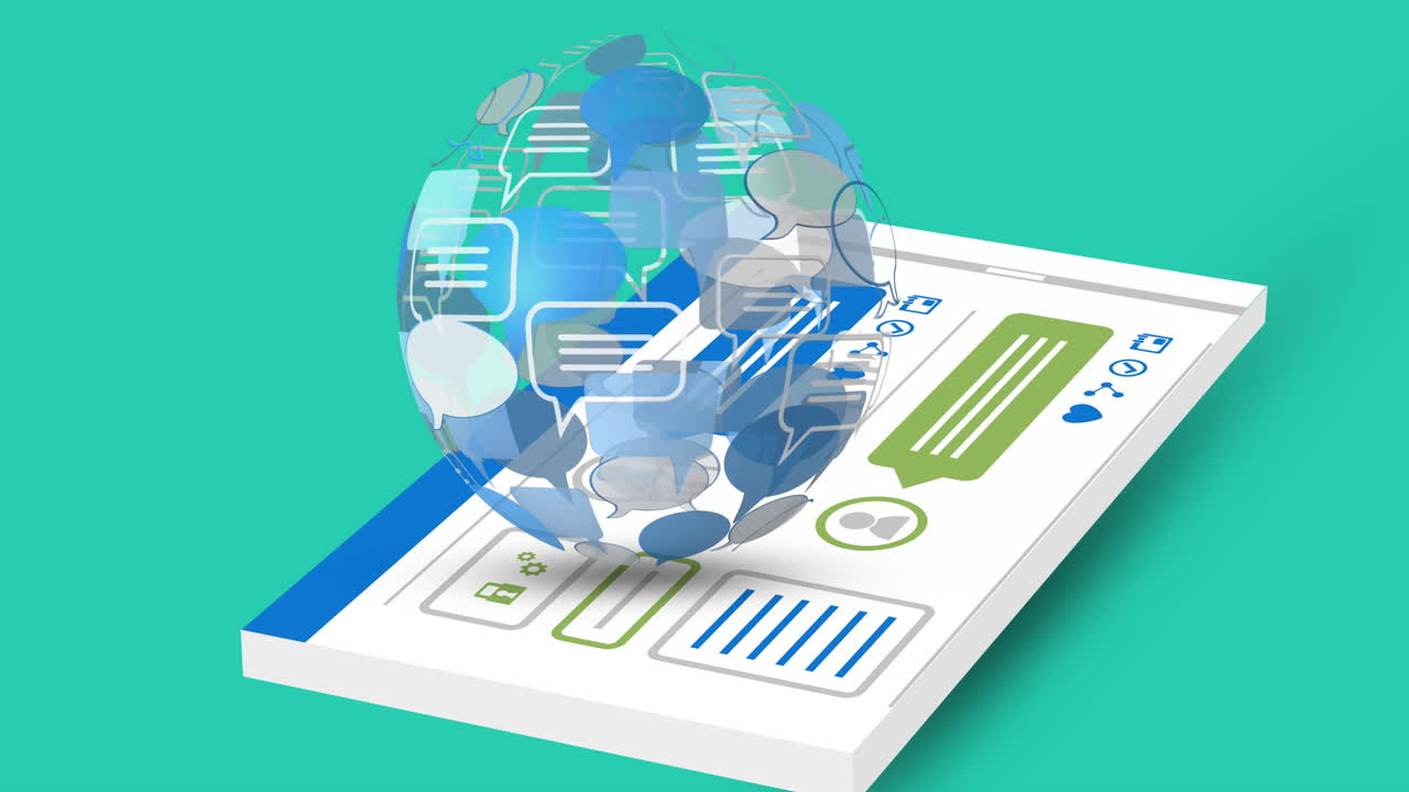 Message bubble icon and an online interface 4k