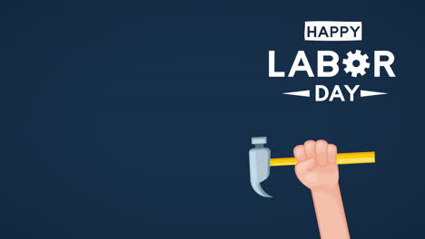 usa labor day celebration with hand lifting hammer