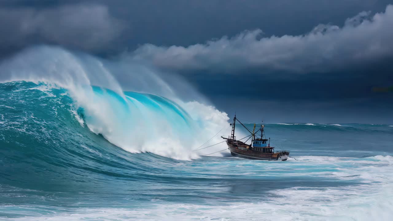 Large wave crashing in the ocean