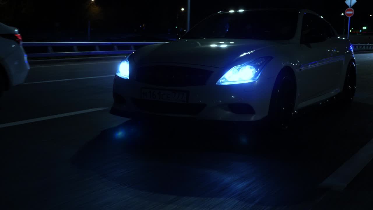 Cars driving at night