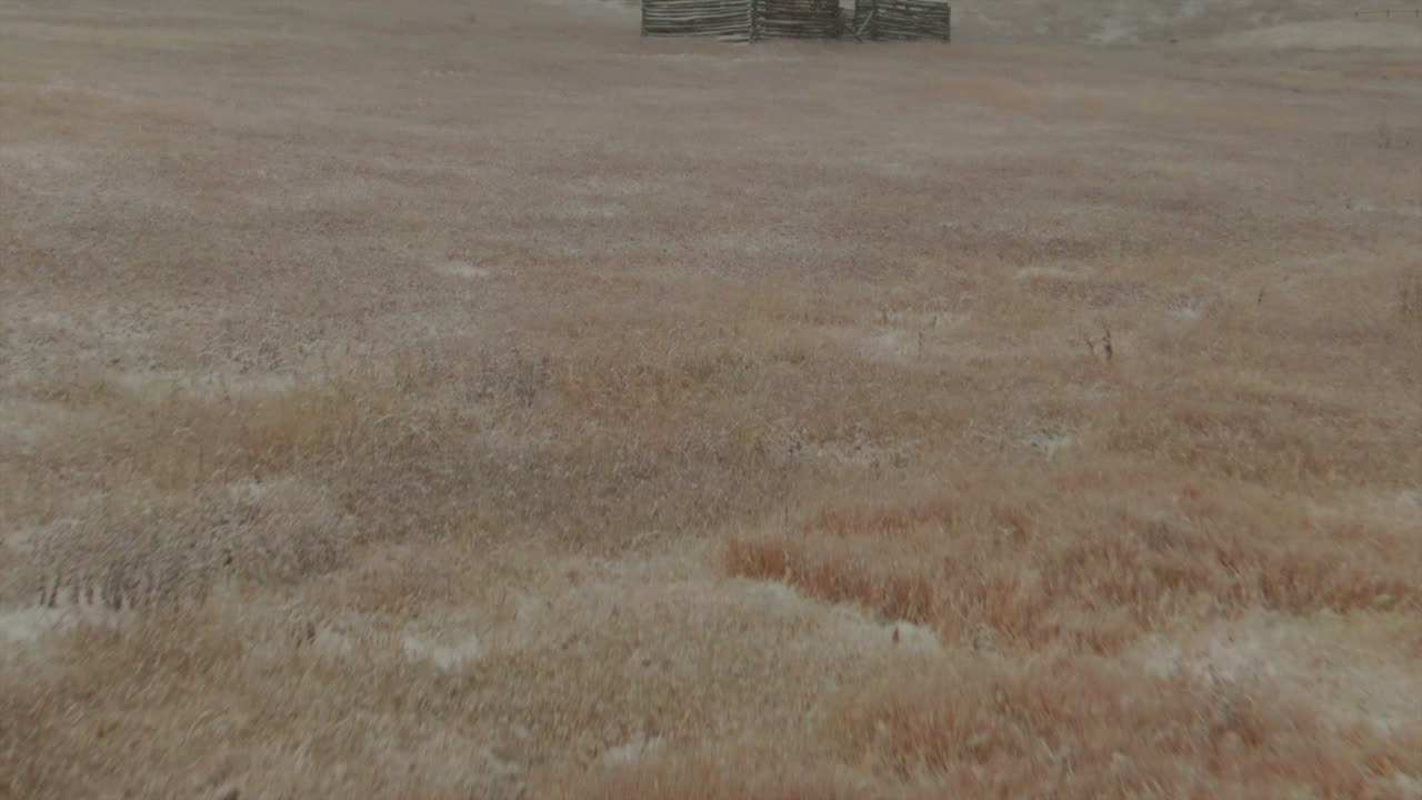 espacio abierto siempre verde colorado primera nieve campo de hierba rojo marrón caballo granero avión no tripulado caída otoño invierno tormenta de nieve nevada montaña rocosa frente de la cordillera de denver ciudad histórica hacia adelante revelar movimiento