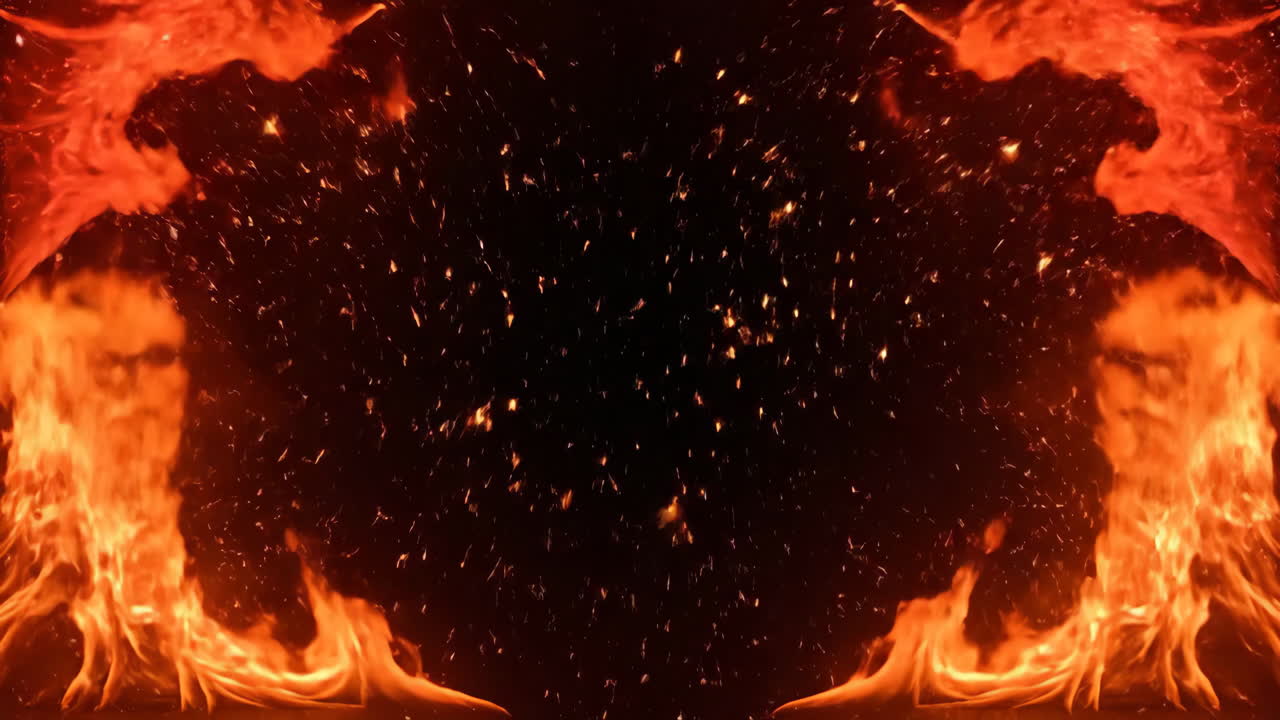 Abstract Fire Background with Fiery Flames and Embers