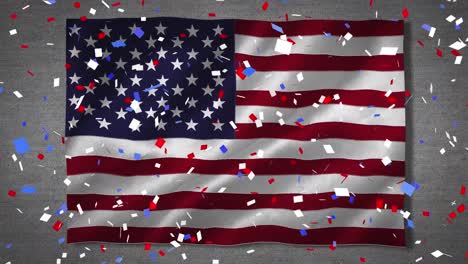 colorful confetti falling over us flag