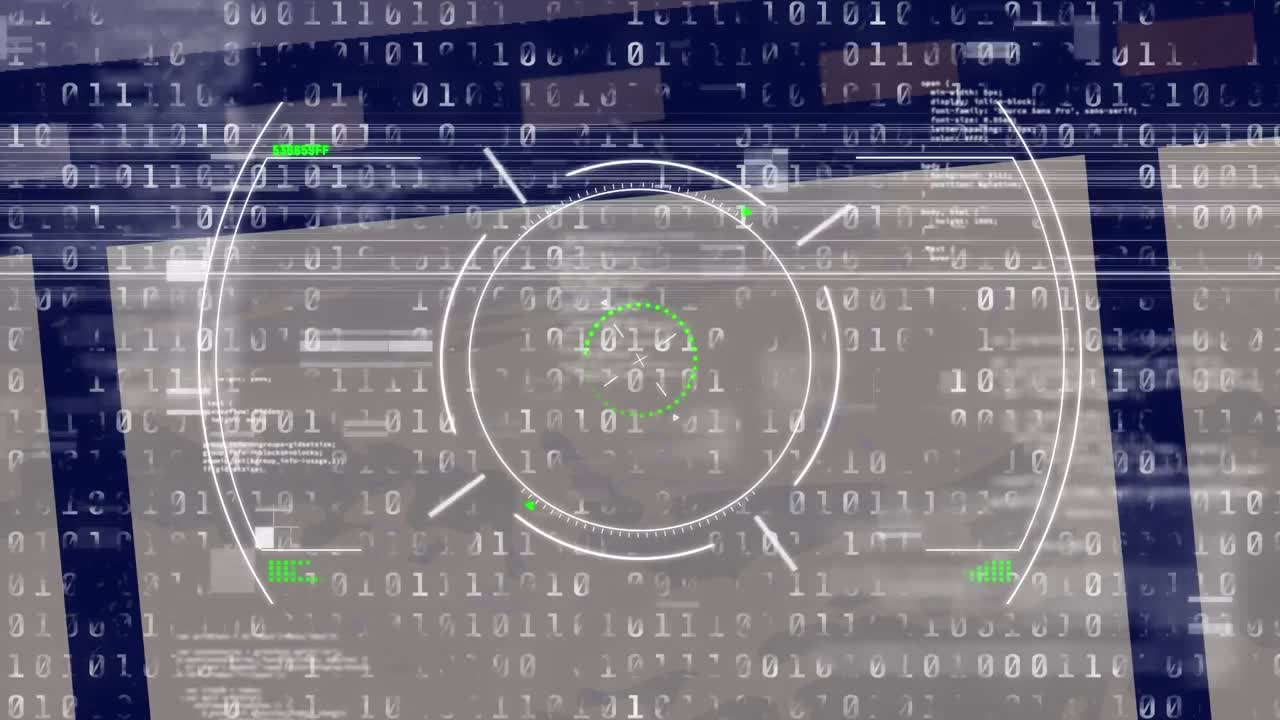 Animation of scope scanning over binary coding in background