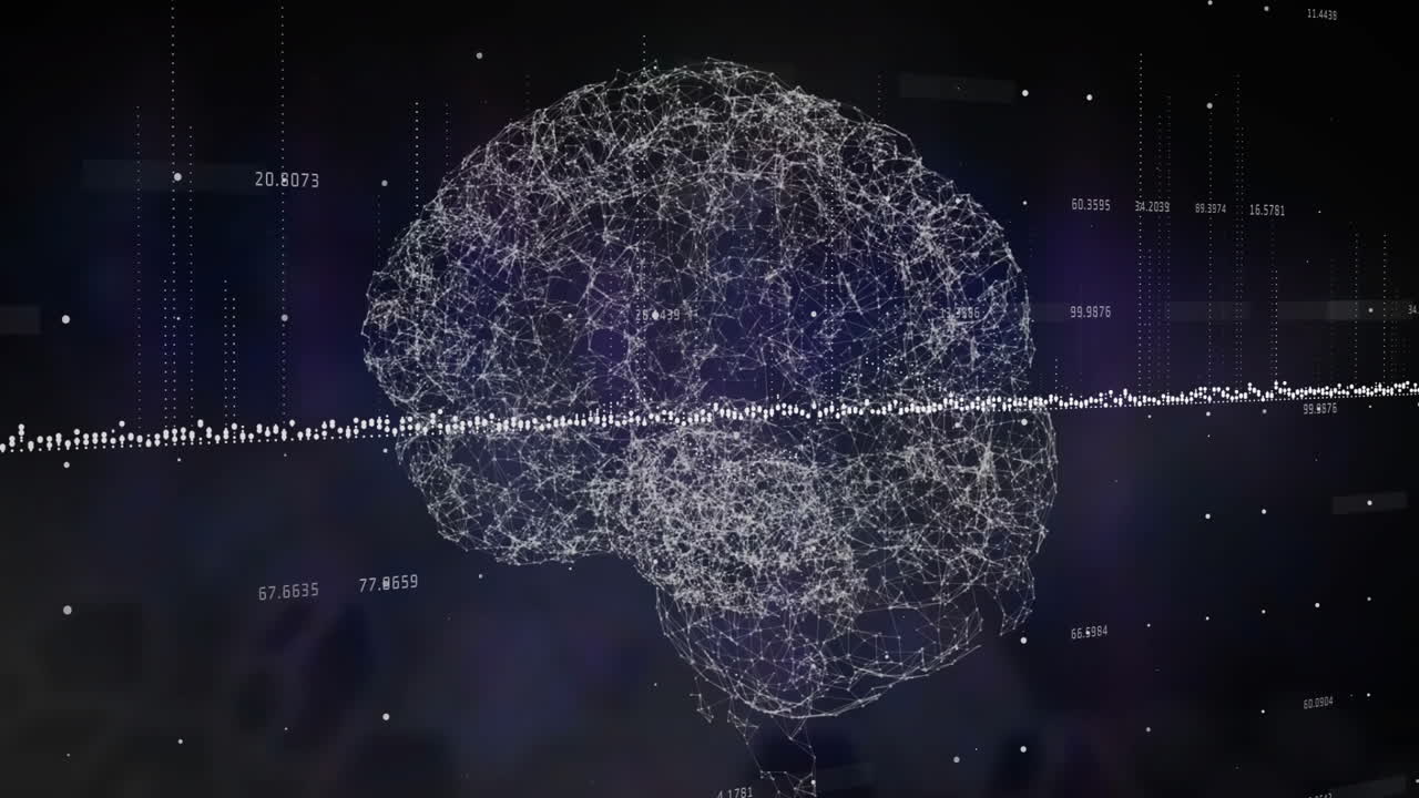Animation of data processing over human brain