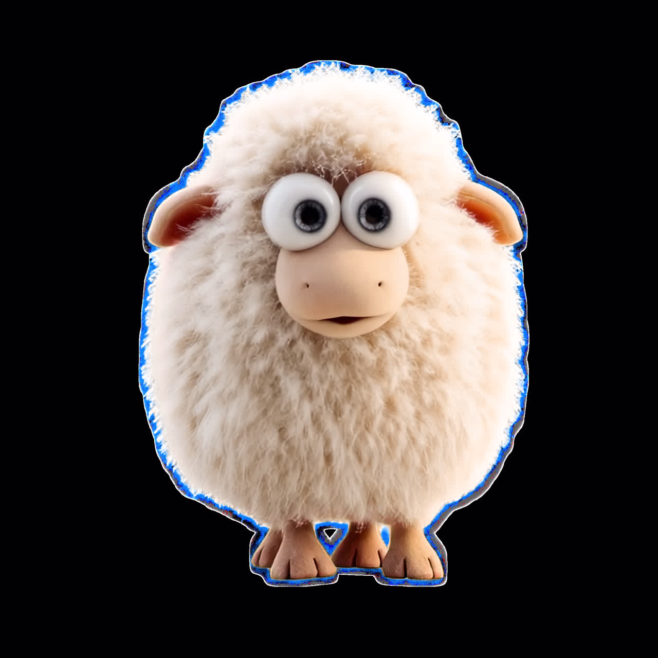 Cute fluffy cartoon sheep character animation isolated asset, transparent 4K video, alpha channel