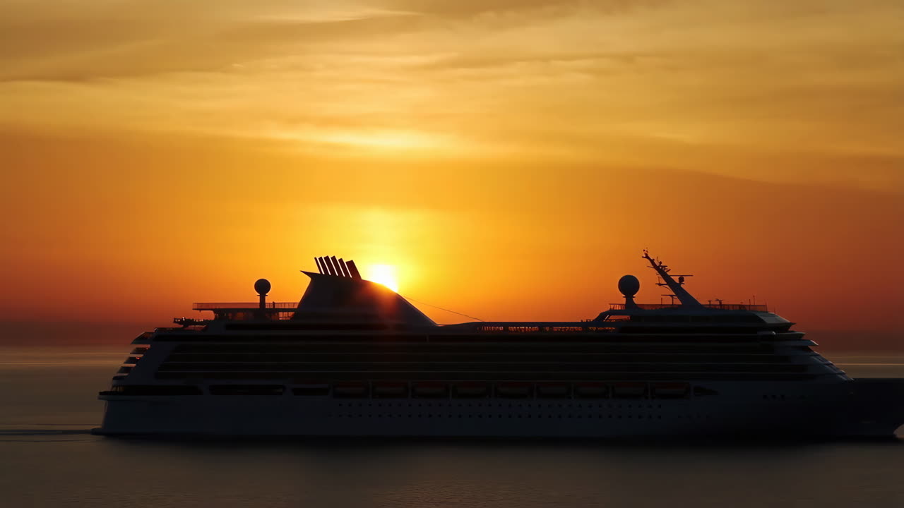 Cruise Ship Silhouette at Sunset