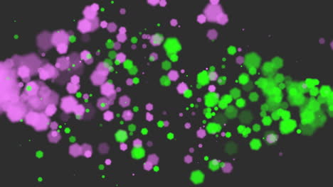 animación mosca resumen púrpura y verde bokeh y partículas sobre fondo brillante feliz año nuevo y feliz navidad tema