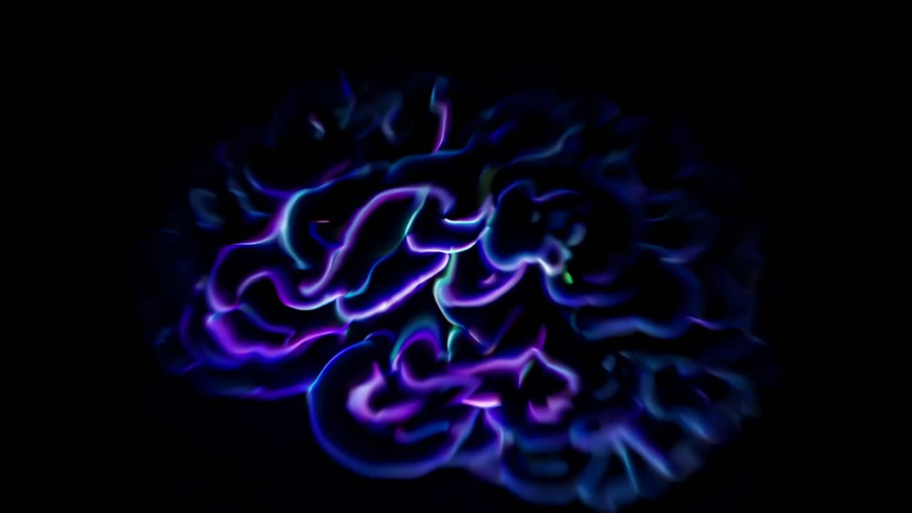 A glowing digital brain in a futuristic style, captured from a low-angle