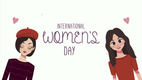 happy womens day lettering with ladies