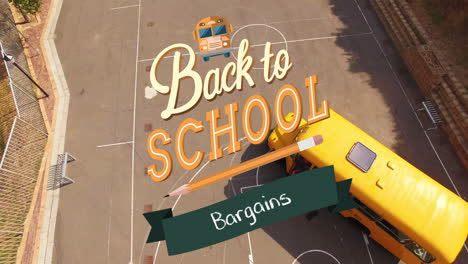 animation of back to school text over sports field