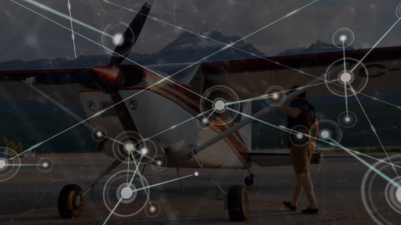 animación de redes de conexiones sobre el plano.