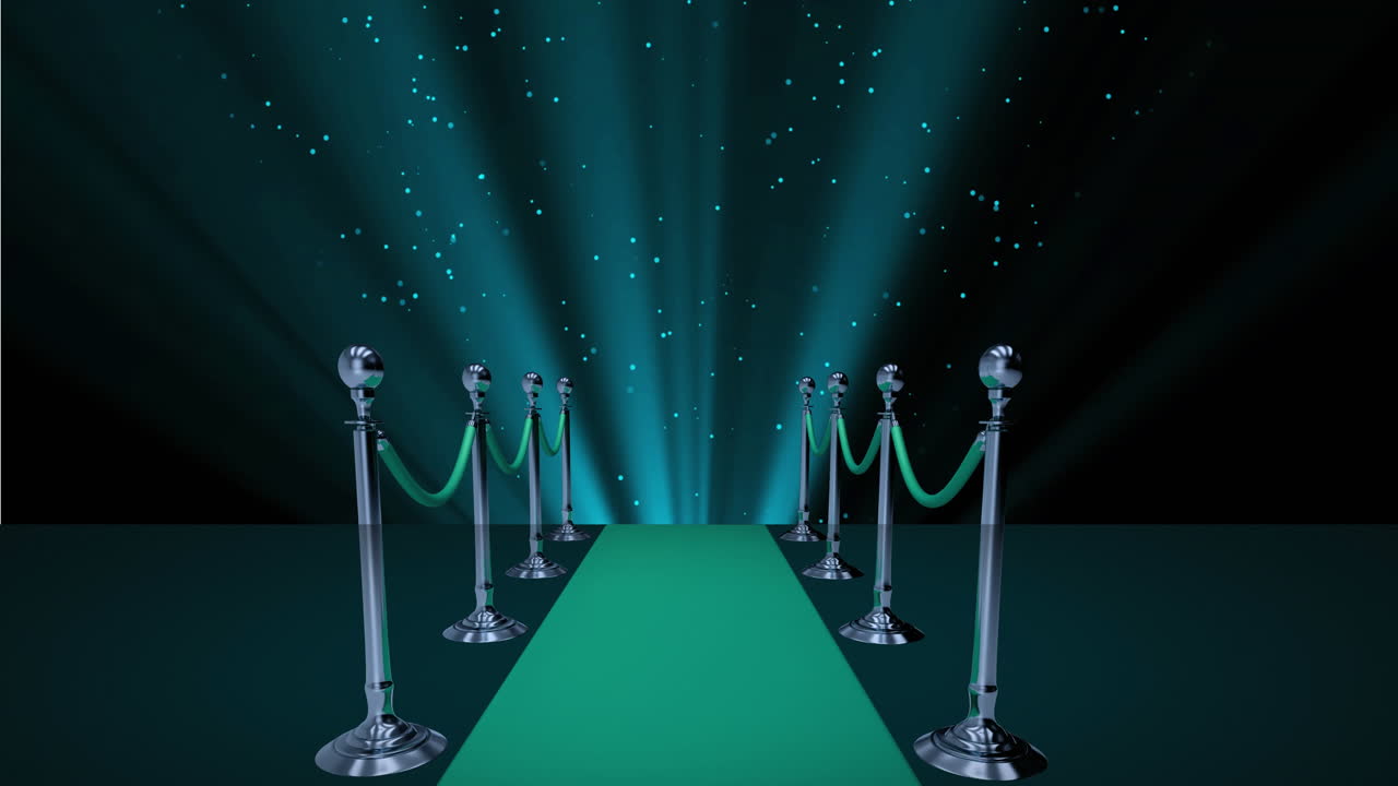 녹색 카 배경에 떨어지는 빛나는 반점의 애니메이션