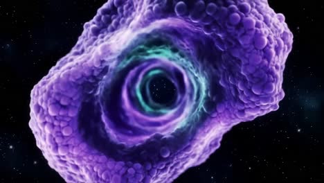 a journey through the cosmic vortex: exploring the enigmatic depths of a beautifully rendered abstract purple and green tunnel forming a unique visual experience