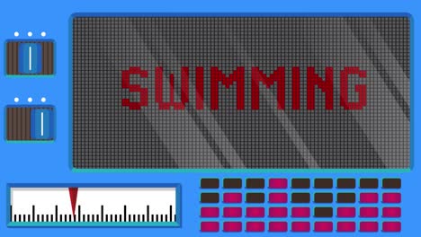 swimming text on a digital led panel.