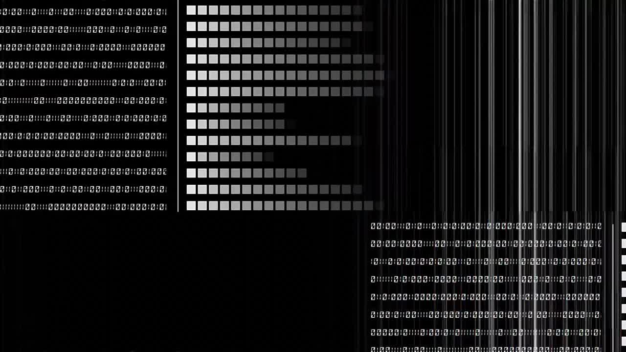Animation of data processing on black background